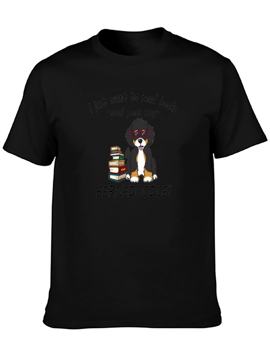 Book Reading Bernedoodle Graphic Tee