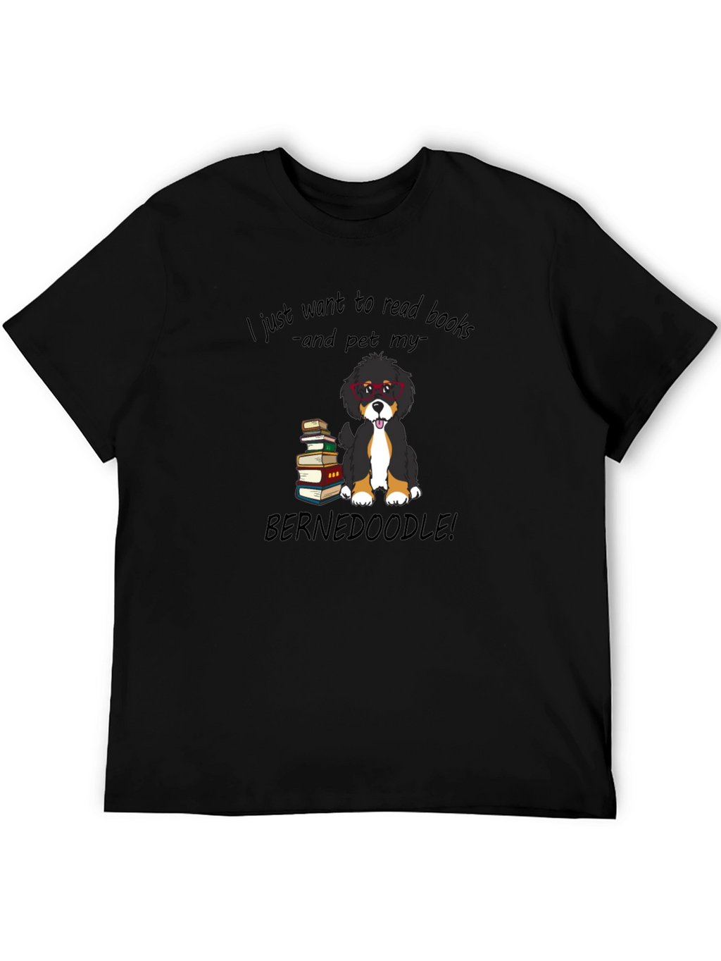 Book Reading Bernedoodle Graphic Tee