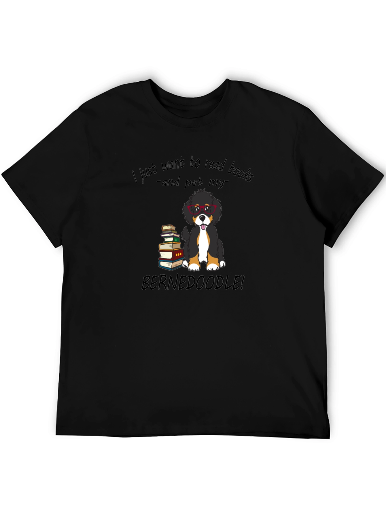 Book Reading Bernedoodle Graphic Tee