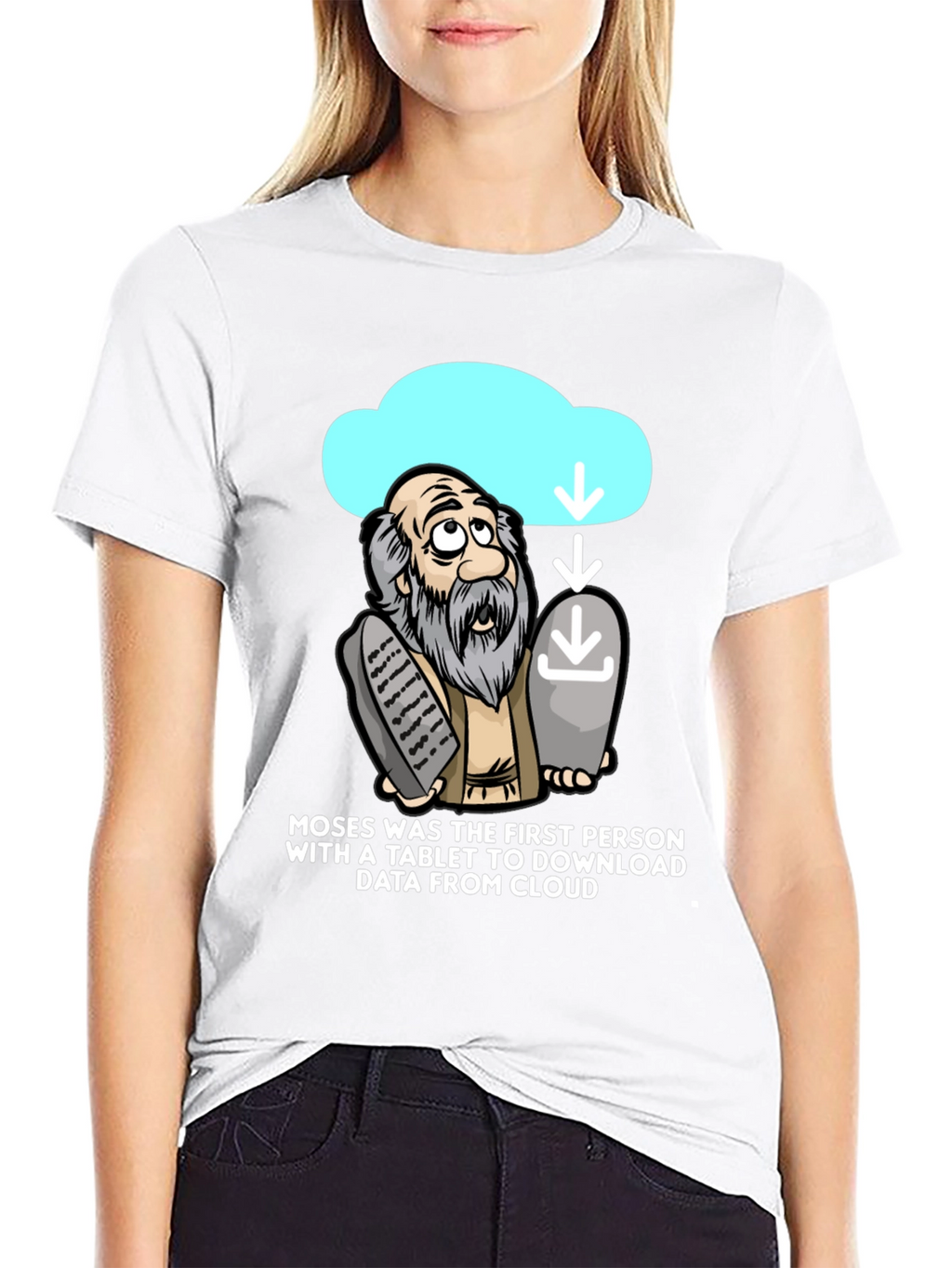 Moses Cloud Tablet T-Shirt Funny Tech Humor