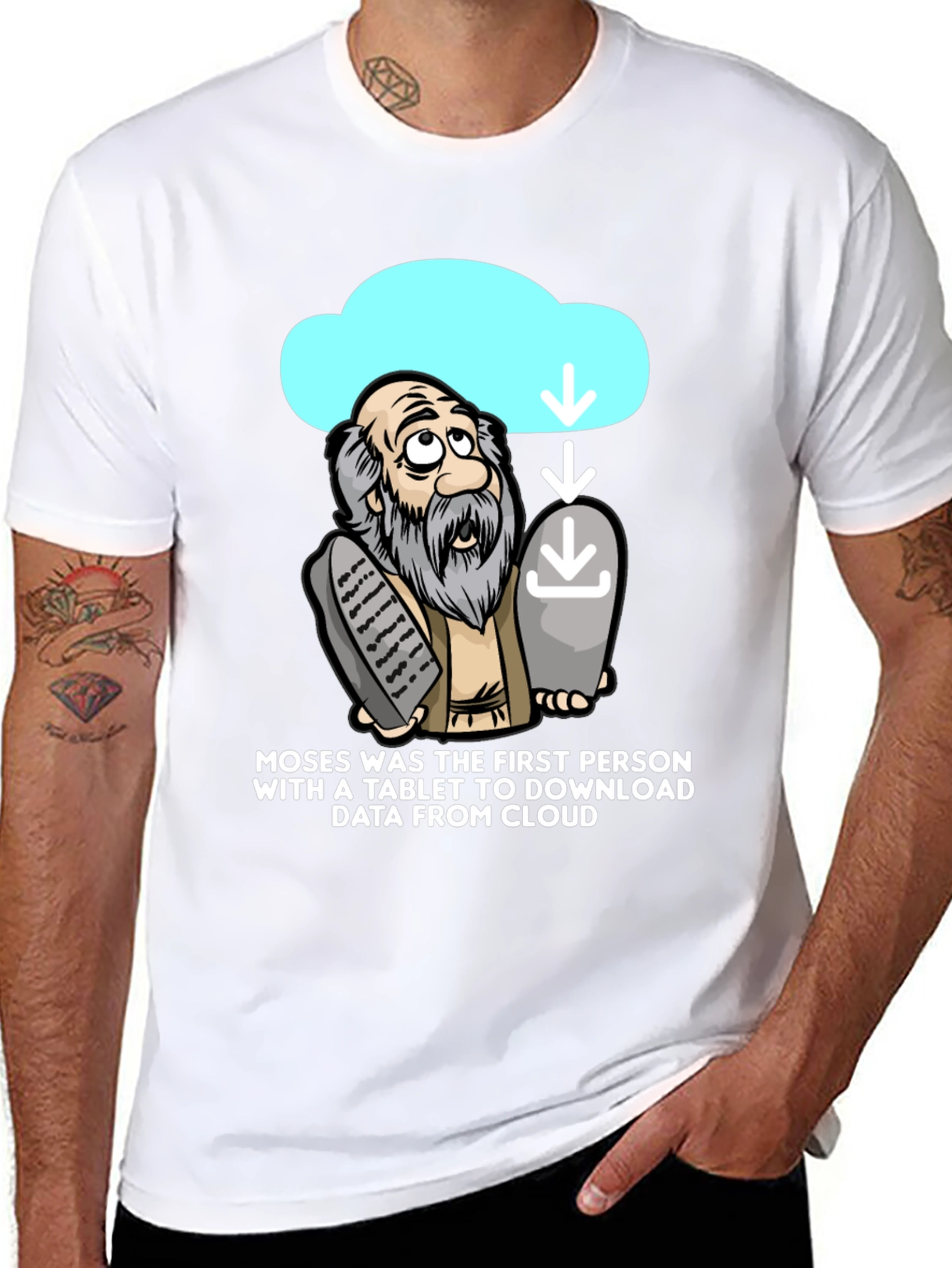 Moses Cloud Tablet T-Shirt Funny Tech Humor