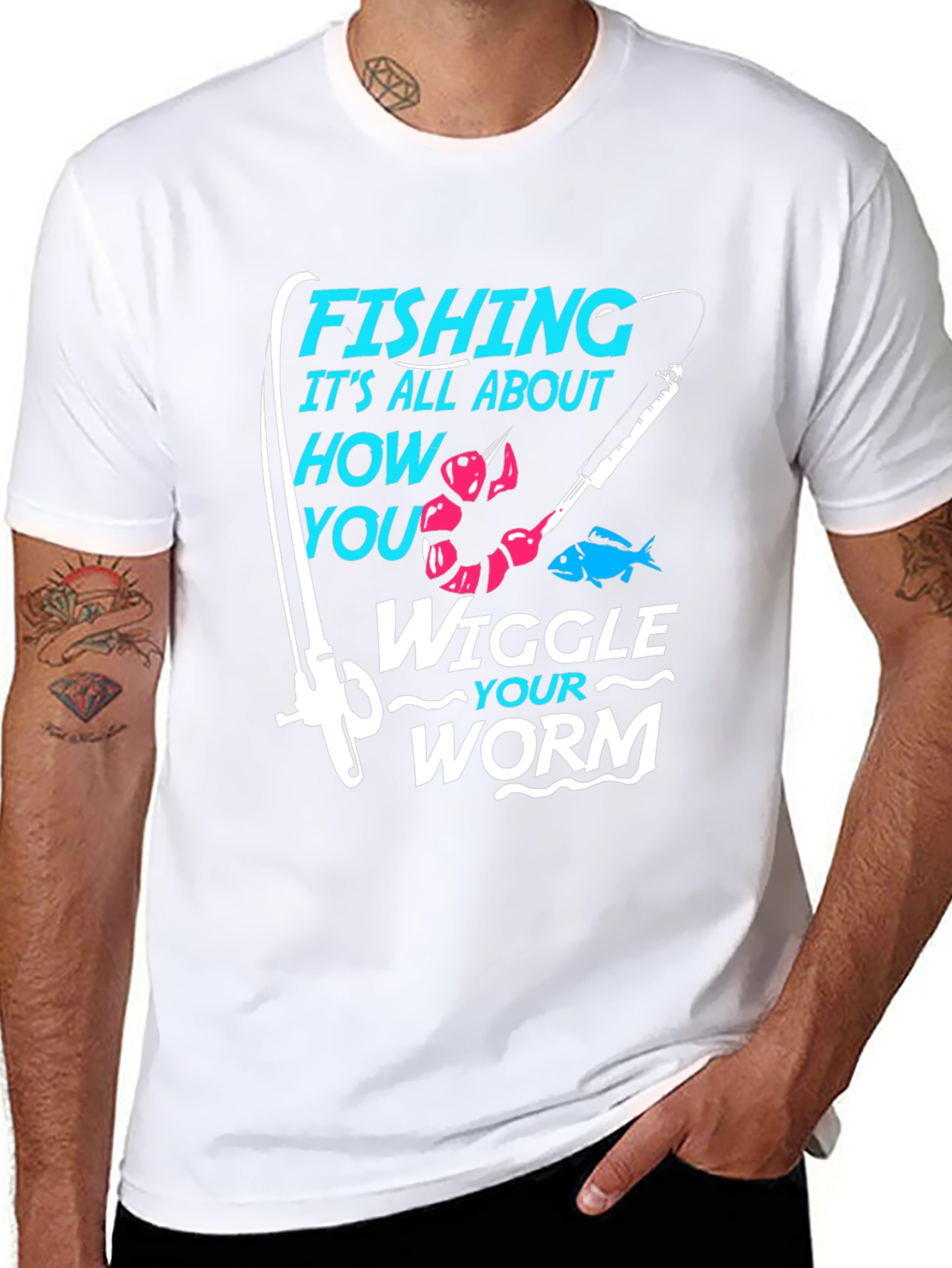 Fishing Worm Graphic Tee - Black
