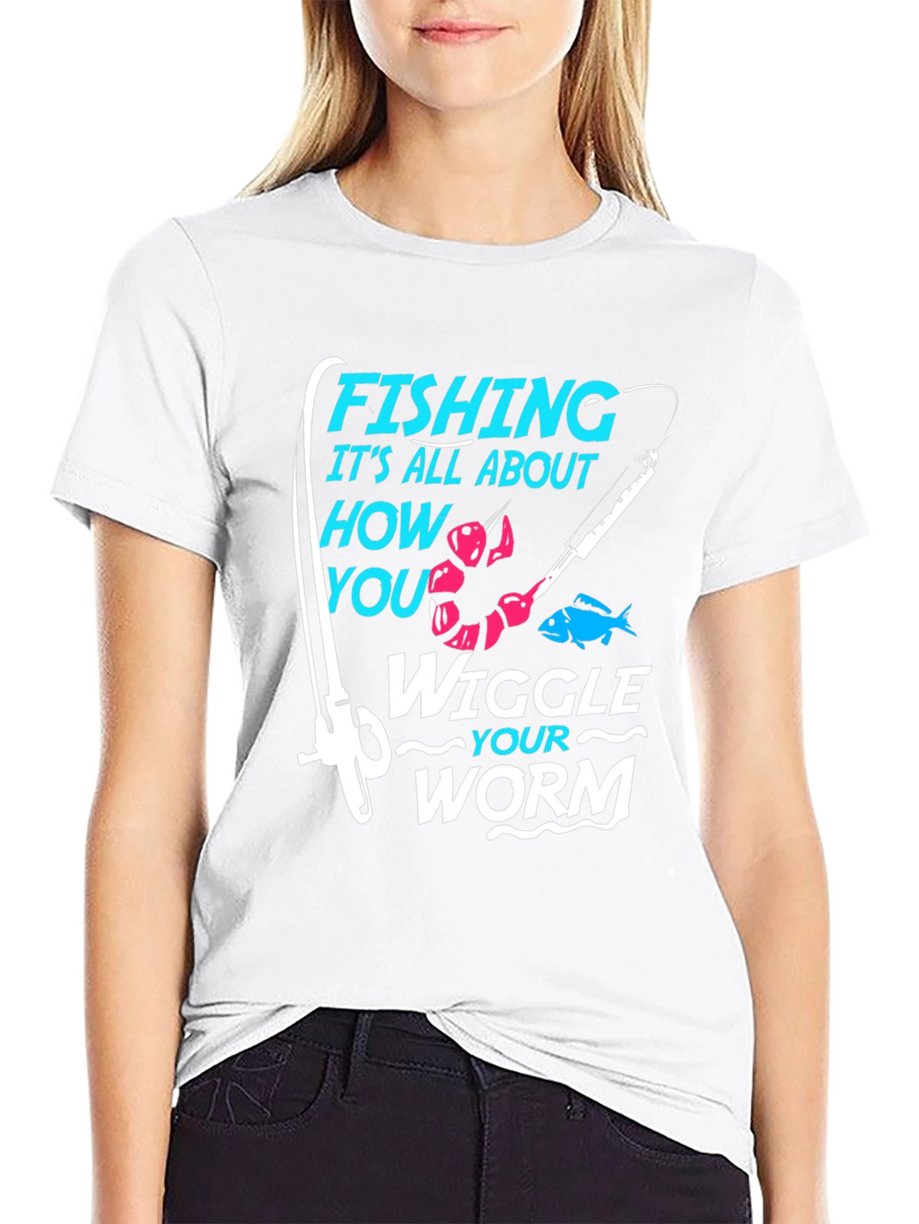 Fishing Worm Graphic Tee - Black