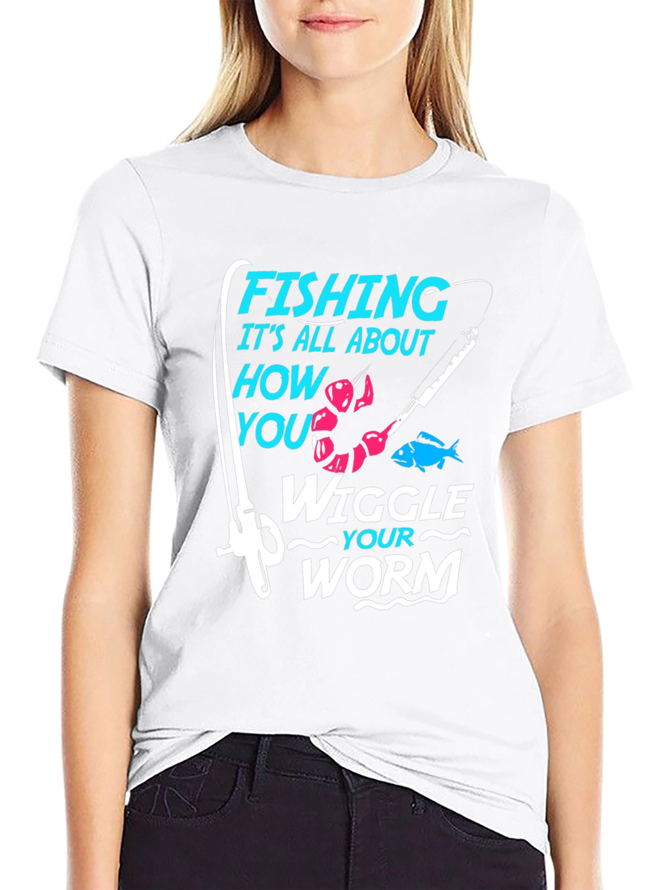 Fishing Worm Graphic Tee - Black