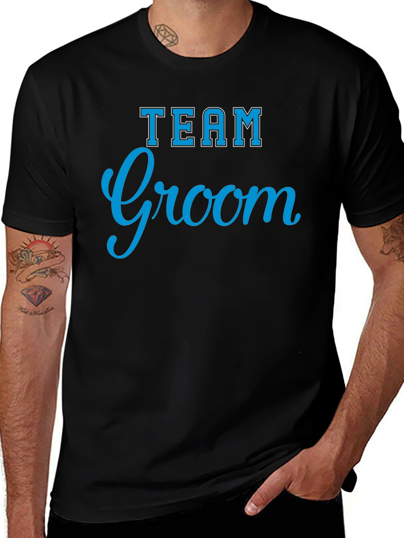 Team Groom Crew Neck T-Shirt - Black