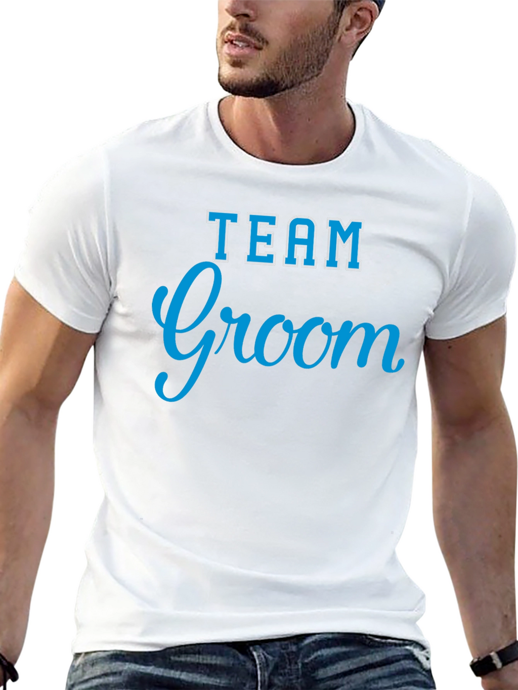 Team Groom Crew Neck T-Shirt - Black