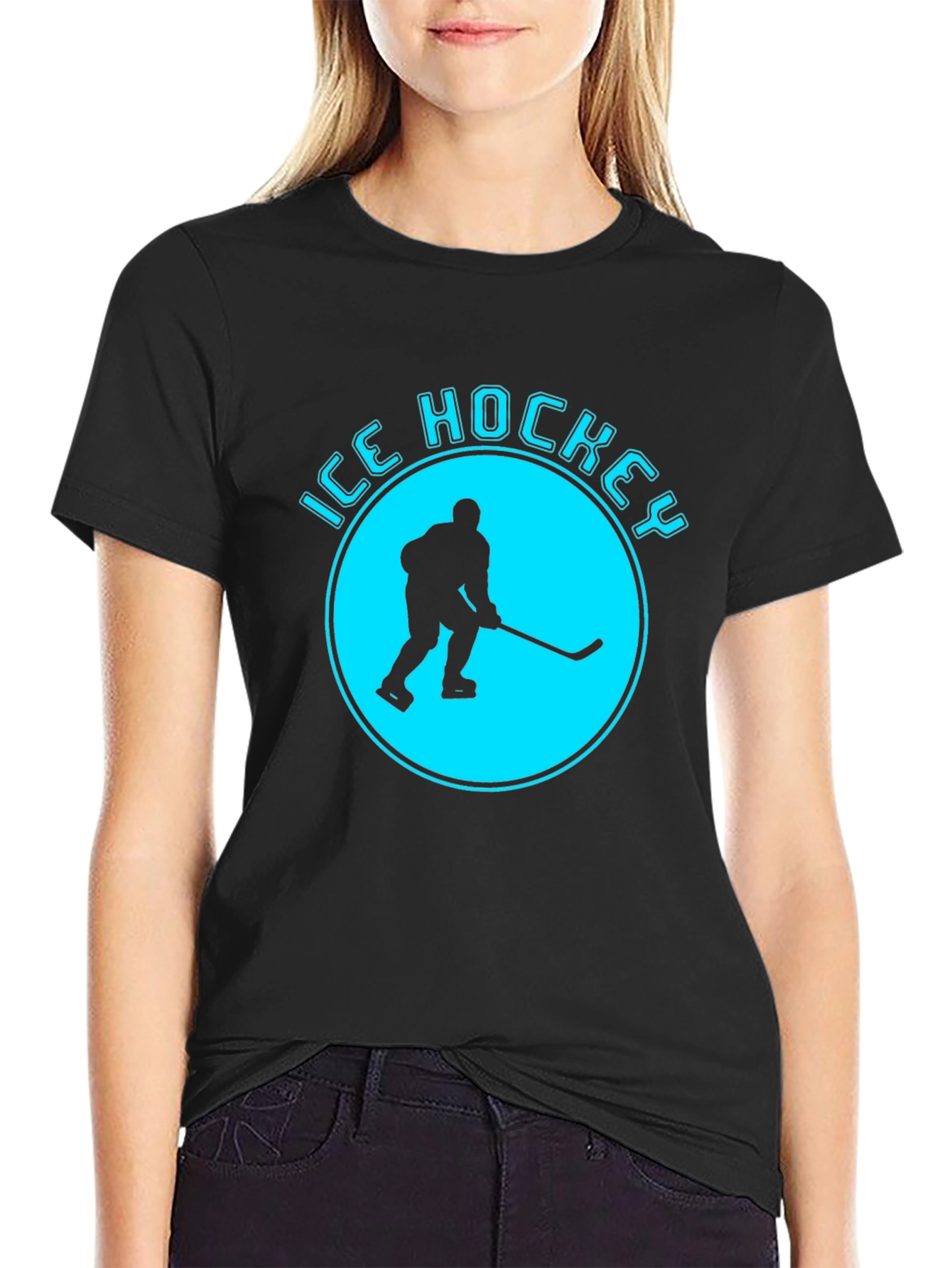 Ice Hockey Graphic T-Shirt - Black