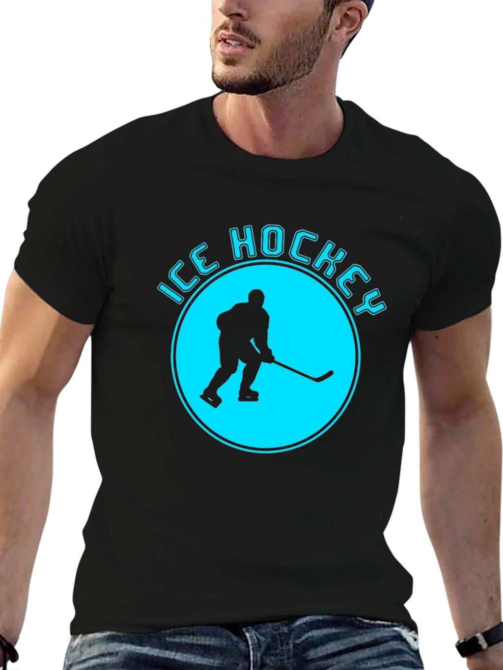Ice Hockey Graphic T-Shirt - Black