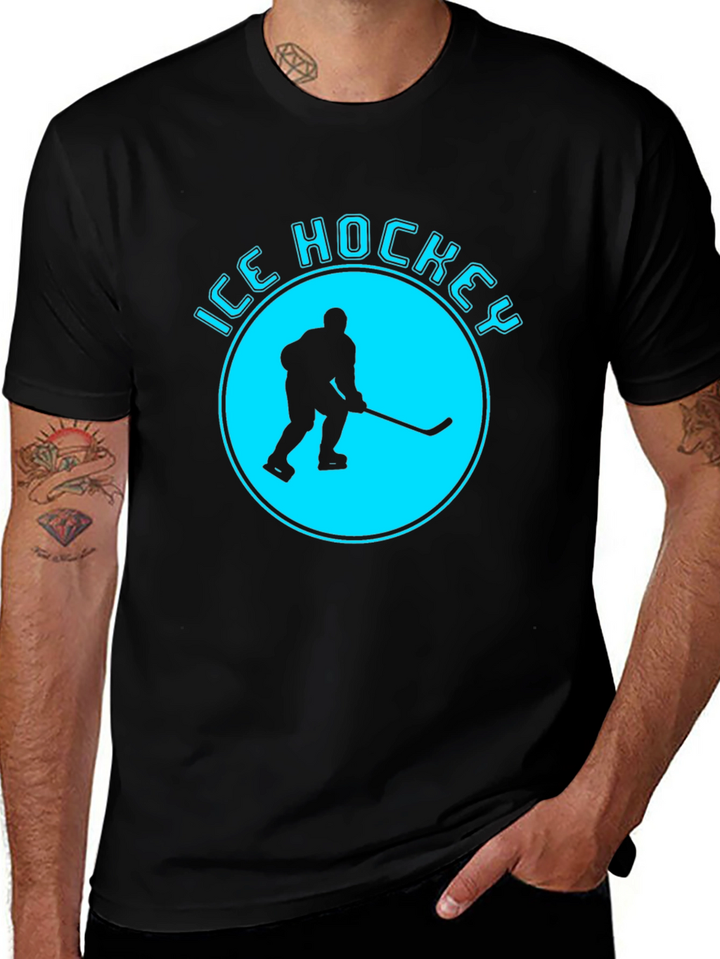 Ice Hockey Graphic T-Shirt - Black