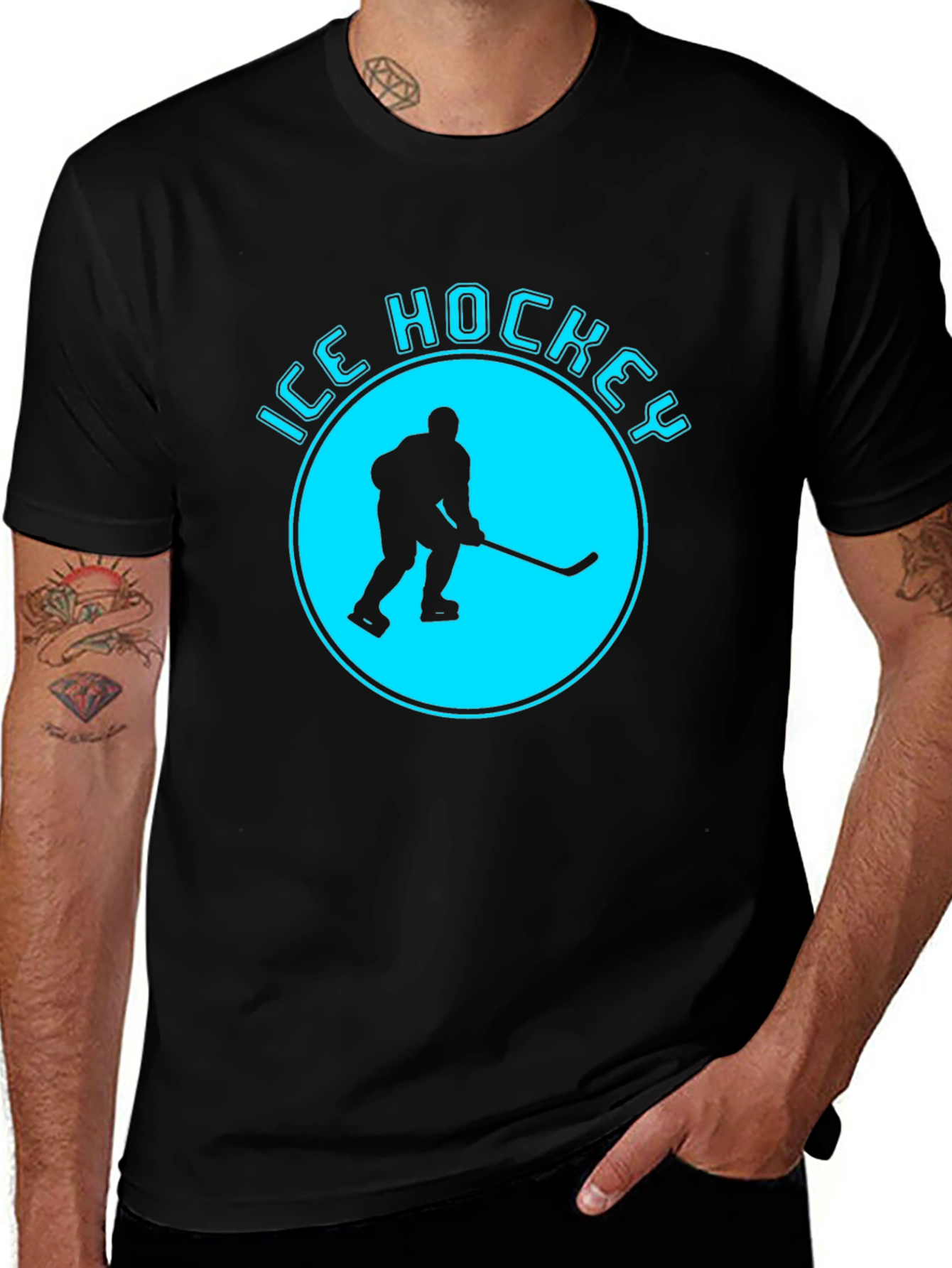 Ice Hockey Graphic T-Shirt - Black