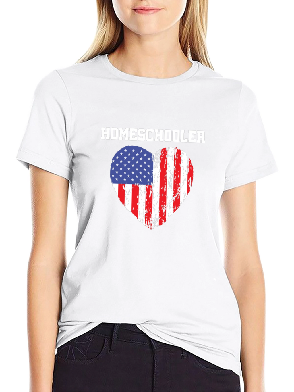 Homeschooler American Flag Heart T-Shirt
