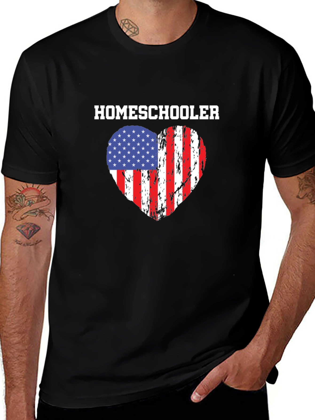 Homeschooler American Flag Heart T-Shirt