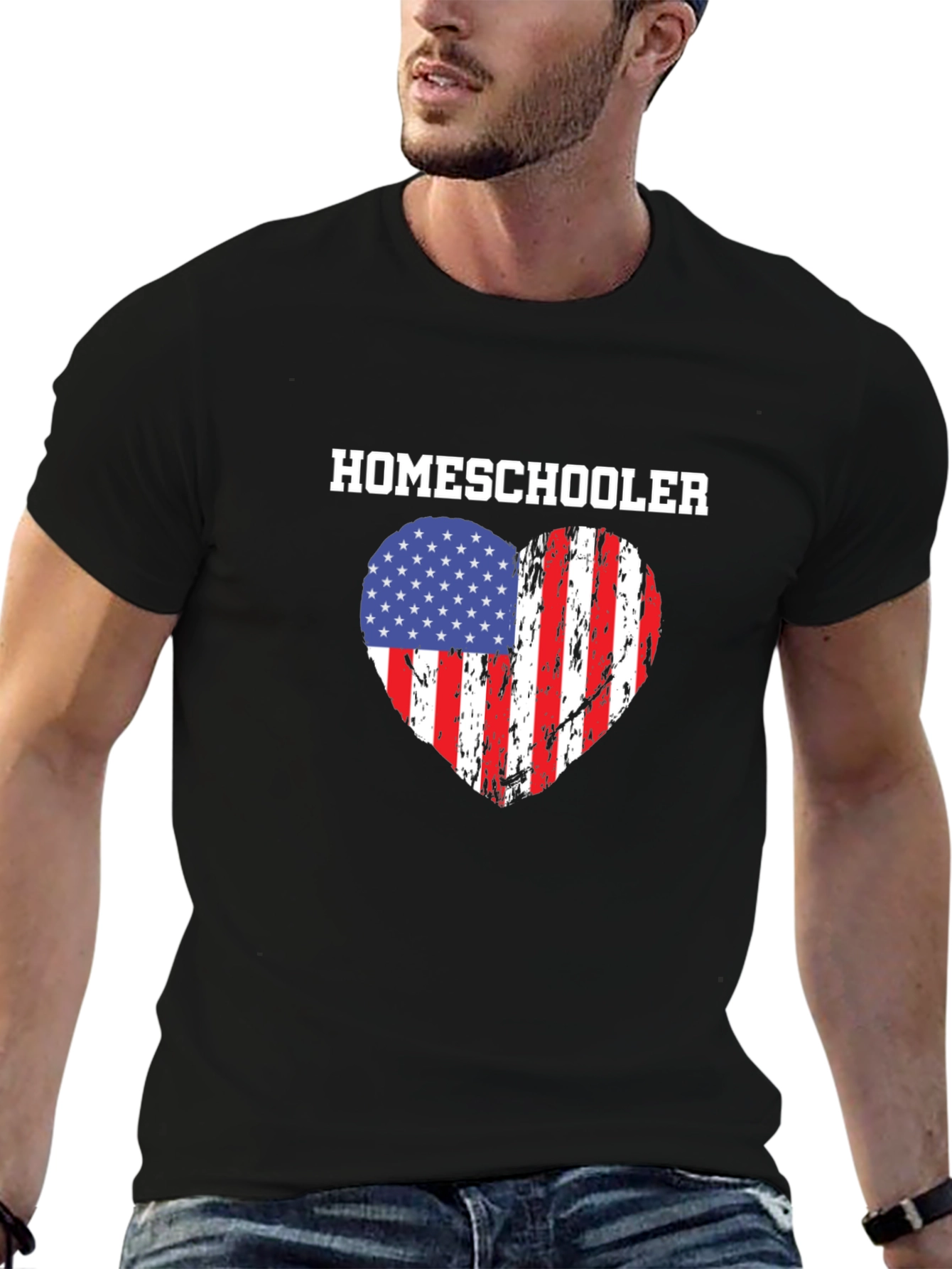 Homeschooler American Flag Heart T-Shirt