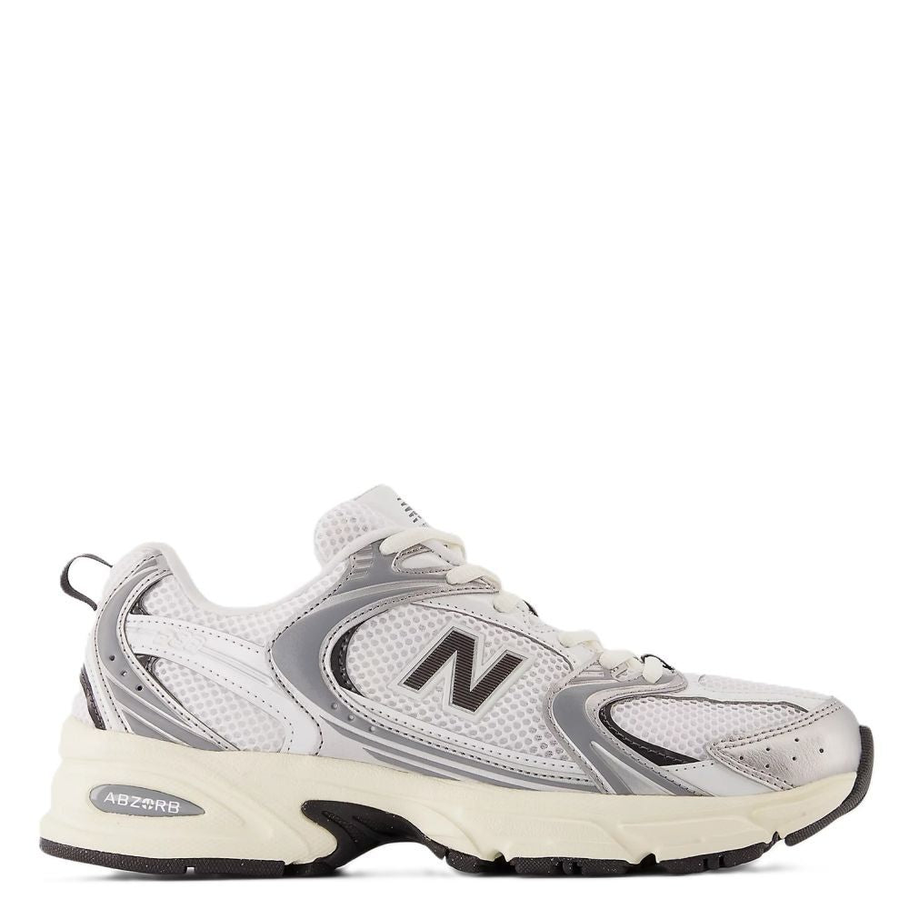 New Balance 530 in Silver Metallic with Black Cement