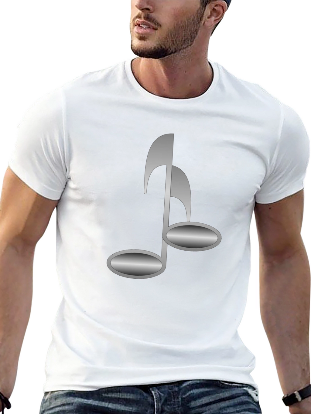 Black T-Shirt with Musical Note Design