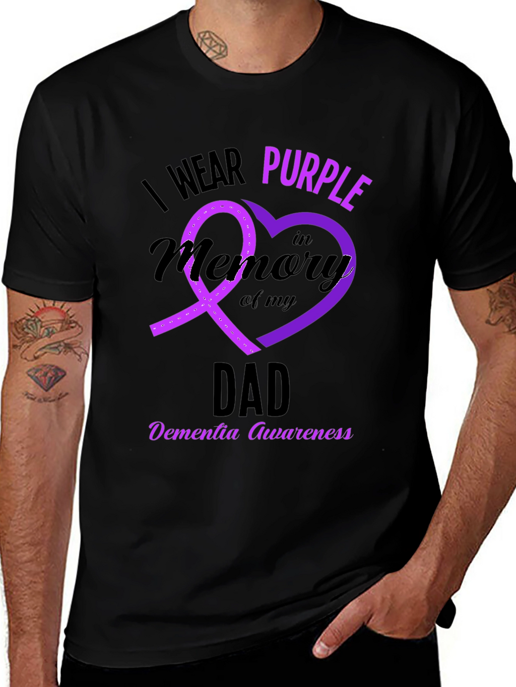 Purple Ribbon Dementia Awareness Dad T-Shirt
