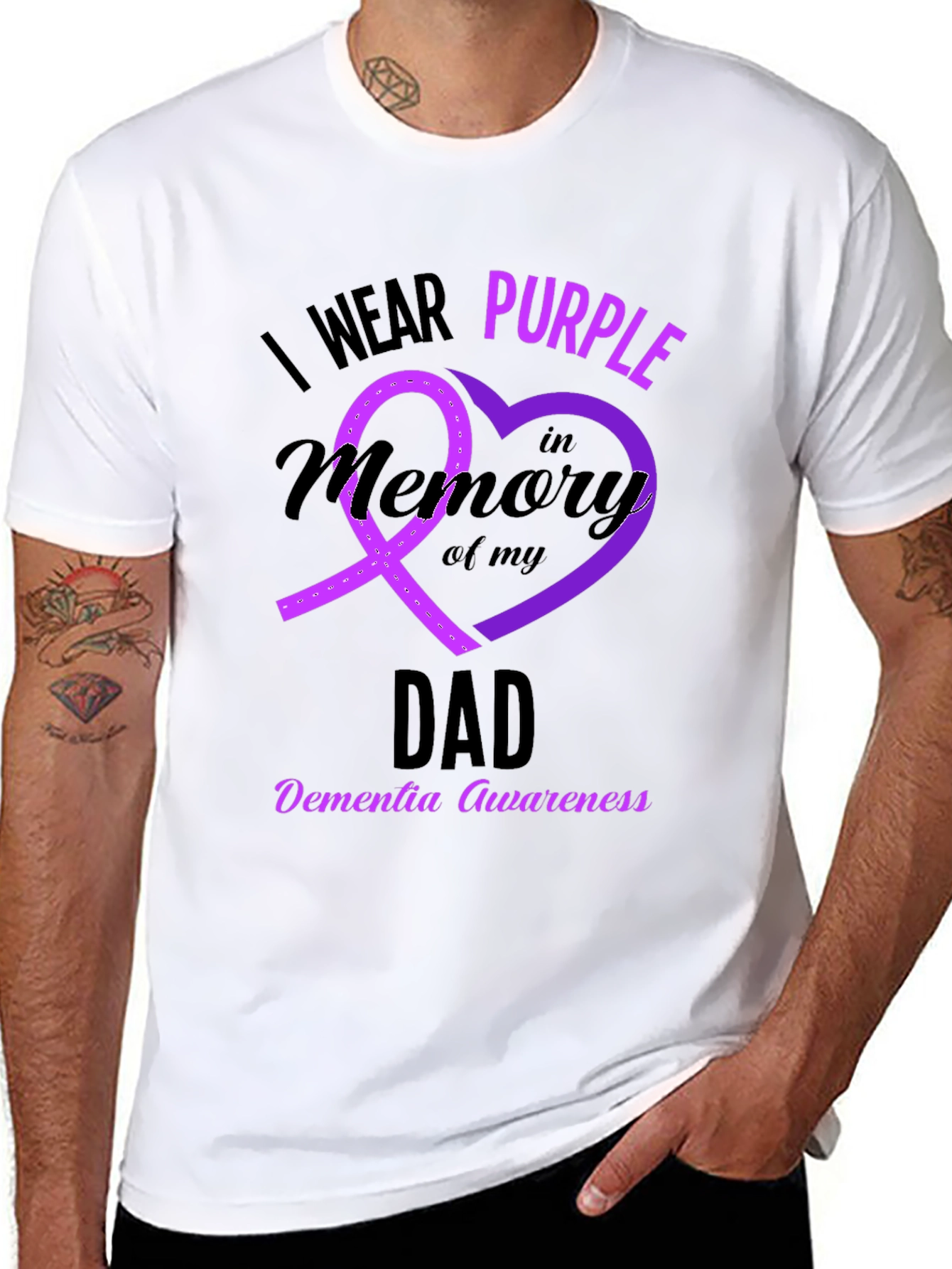 Purple Ribbon Dementia Awareness Dad T-Shirt