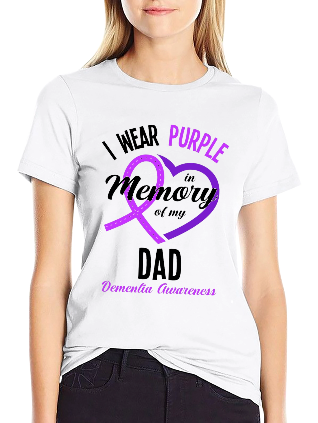 Purple Ribbon Dementia Awareness Dad T-Shirt