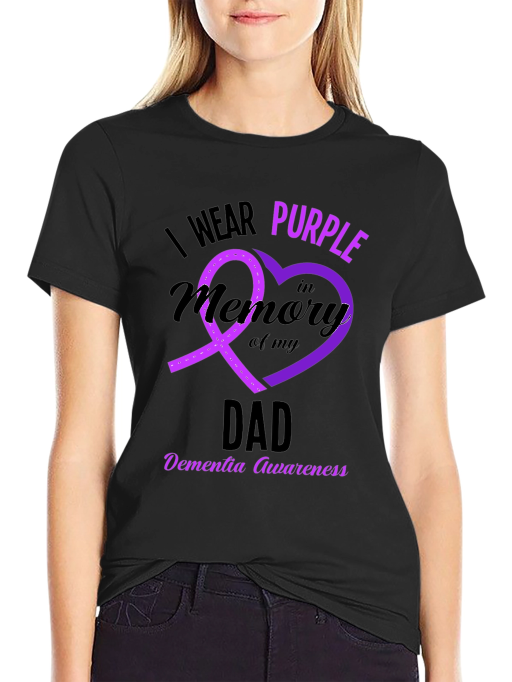 Purple Ribbon Dementia Awareness Dad T-Shirt