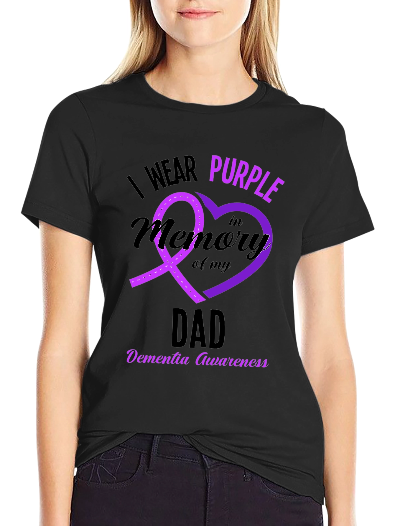 Purple Ribbon Dementia Awareness Dad T-Shirt