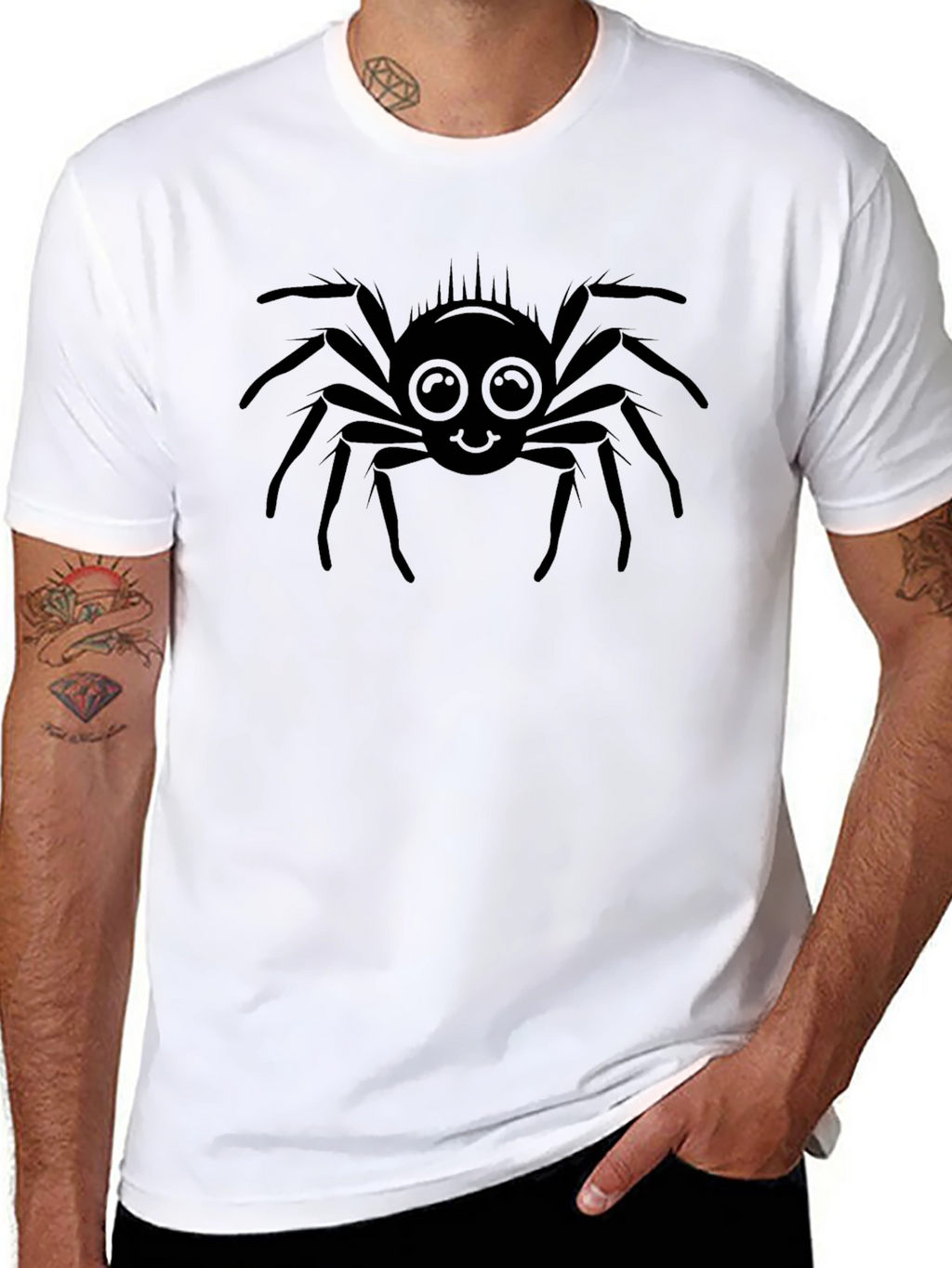 Cute Spider Graphic Tee - Mens Black T-Shirt