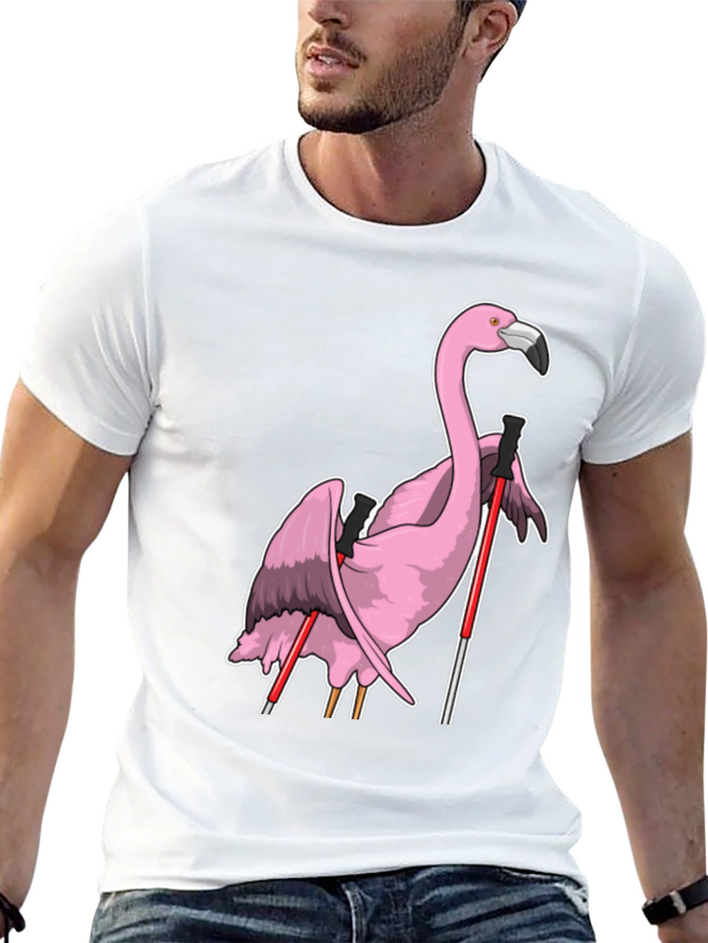 Flamingo Skier Graphic Tee