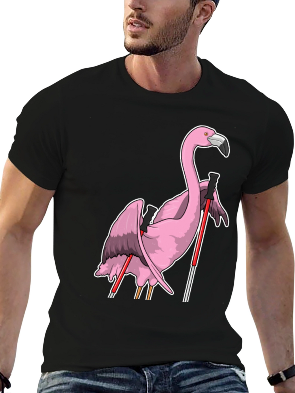 Flamingo Skier Graphic Tee