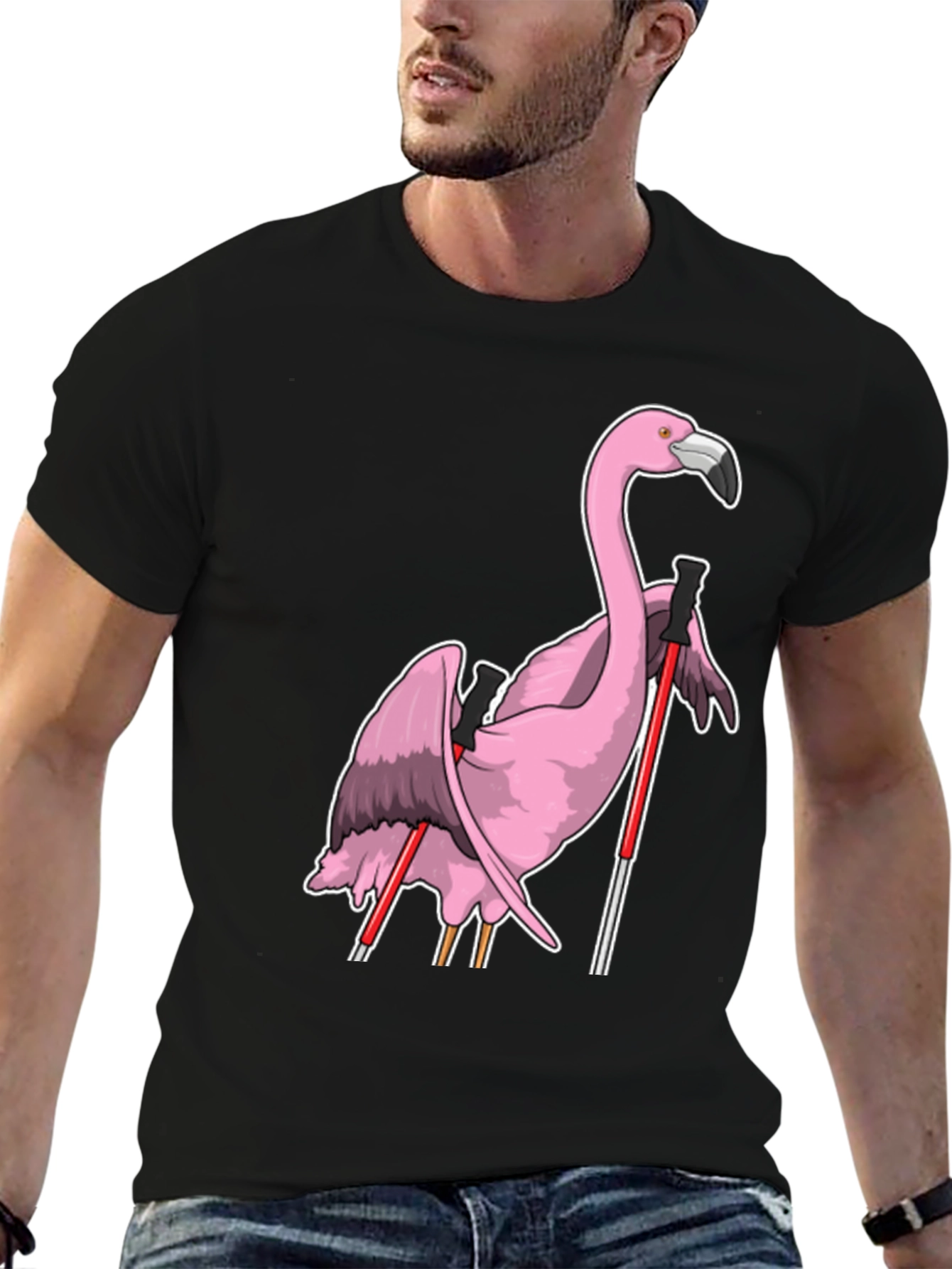 Flamingo Skier Graphic Tee