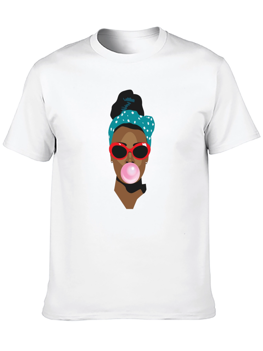 Trendy Black T-Shirt with Bubble Gum Girl Design