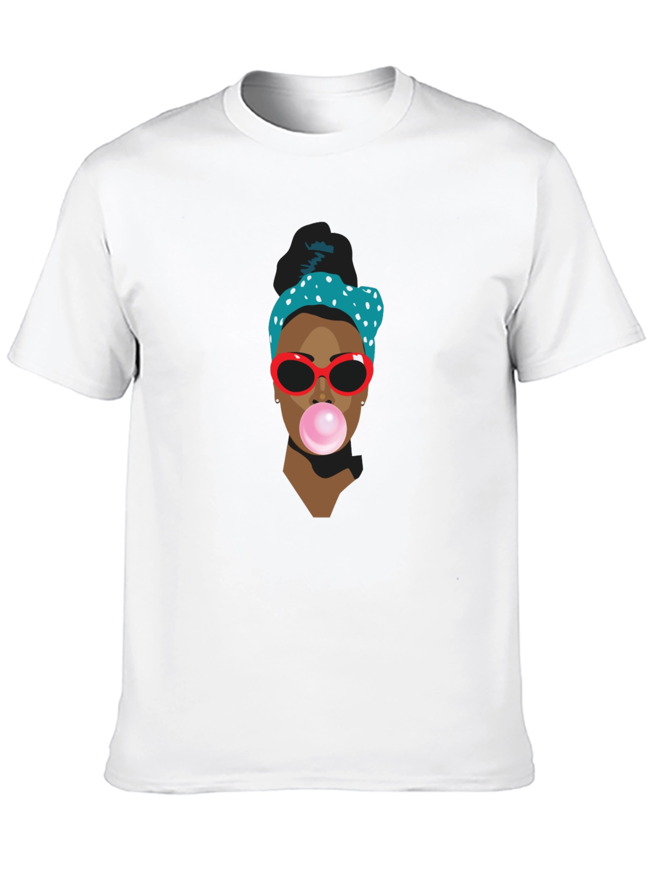 Trendy Black T-Shirt with Bubble Gum Girl Design