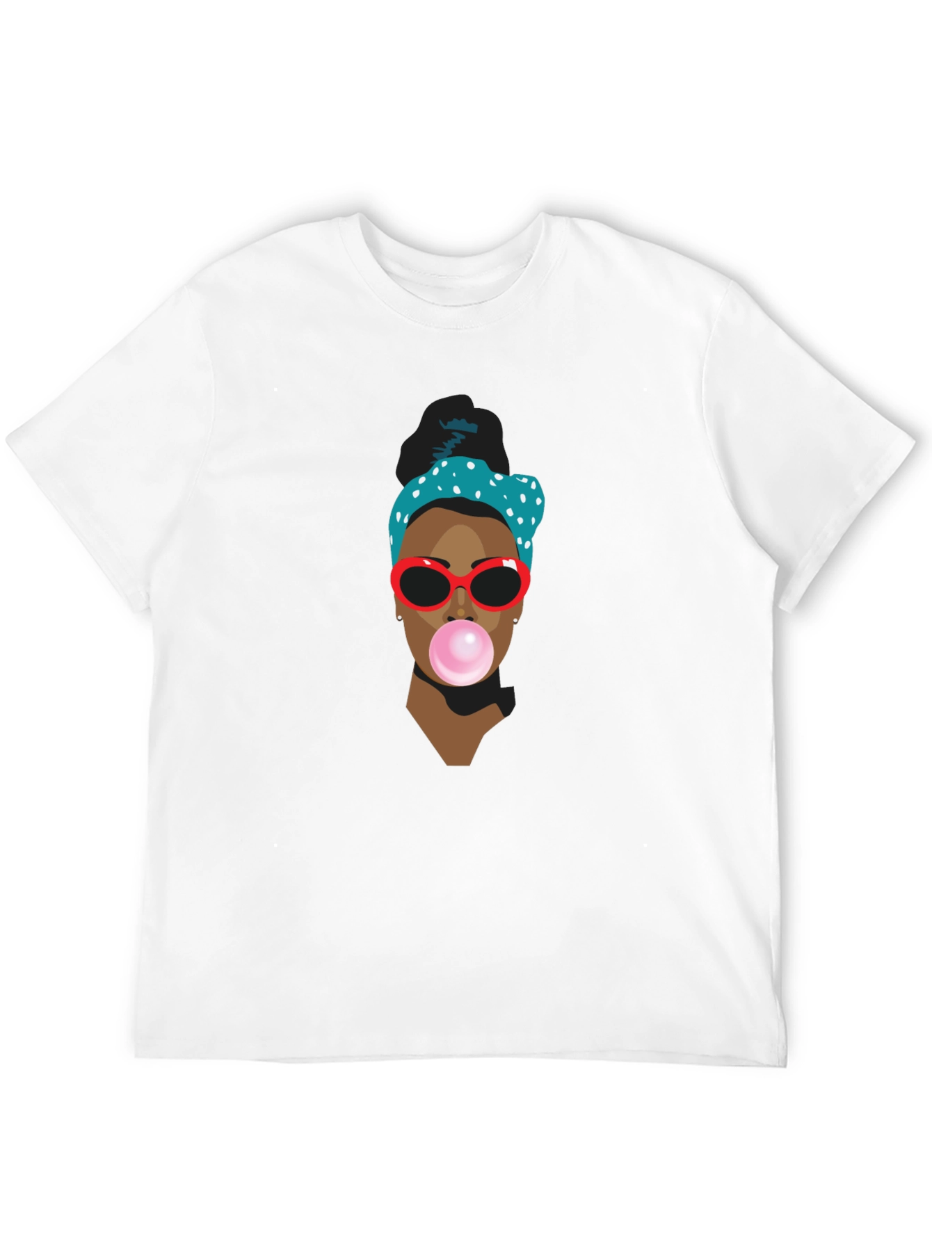 Trendy Black T-Shirt with Bubble Gum Girl Design