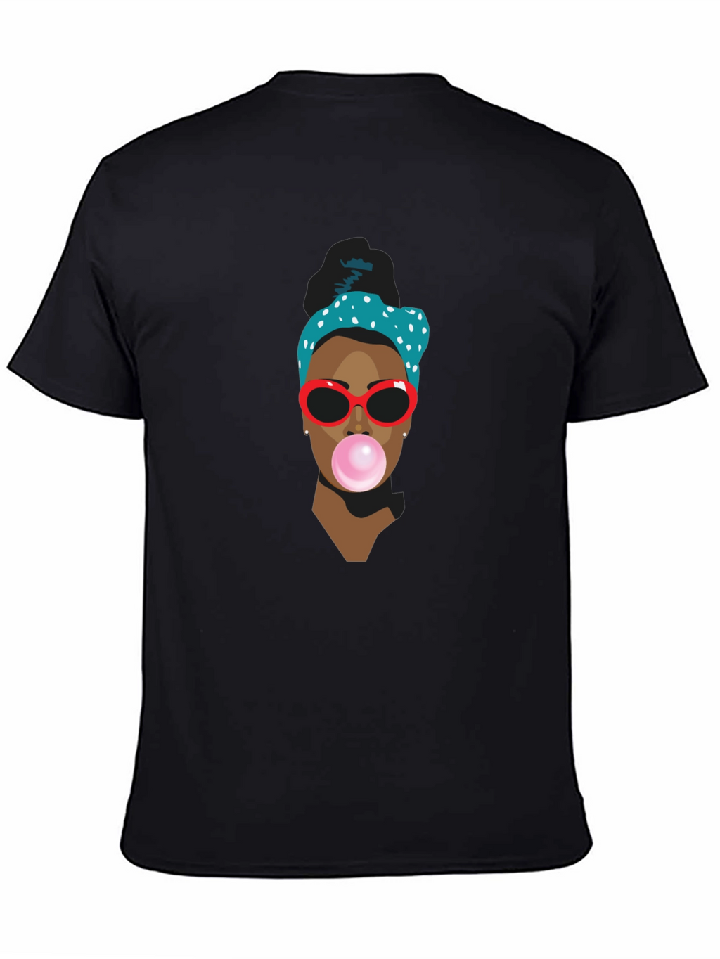 Trendy Black T-Shirt with Bubble Gum Girl Design