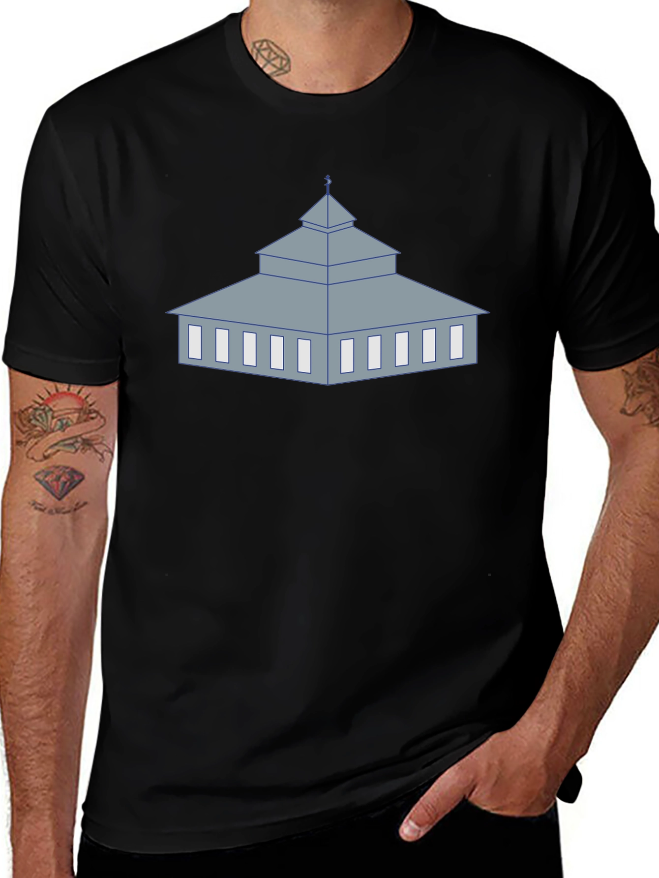 Mosque Graphic Black T-Shirt Unique Religious Design