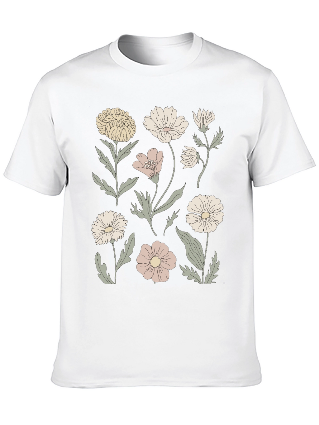 Floral Print Graphic Tee - Mens Black T-Shirt
