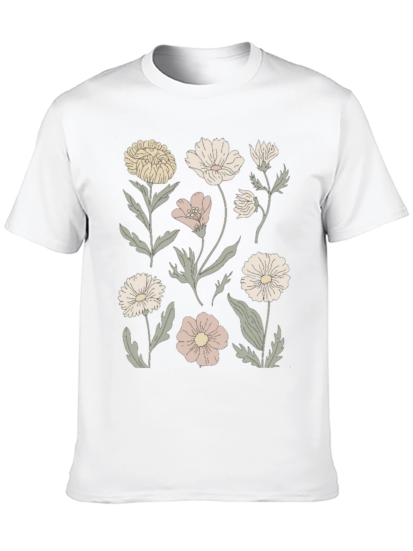 Floral Print Graphic Tee - Mens Black T-Shirt