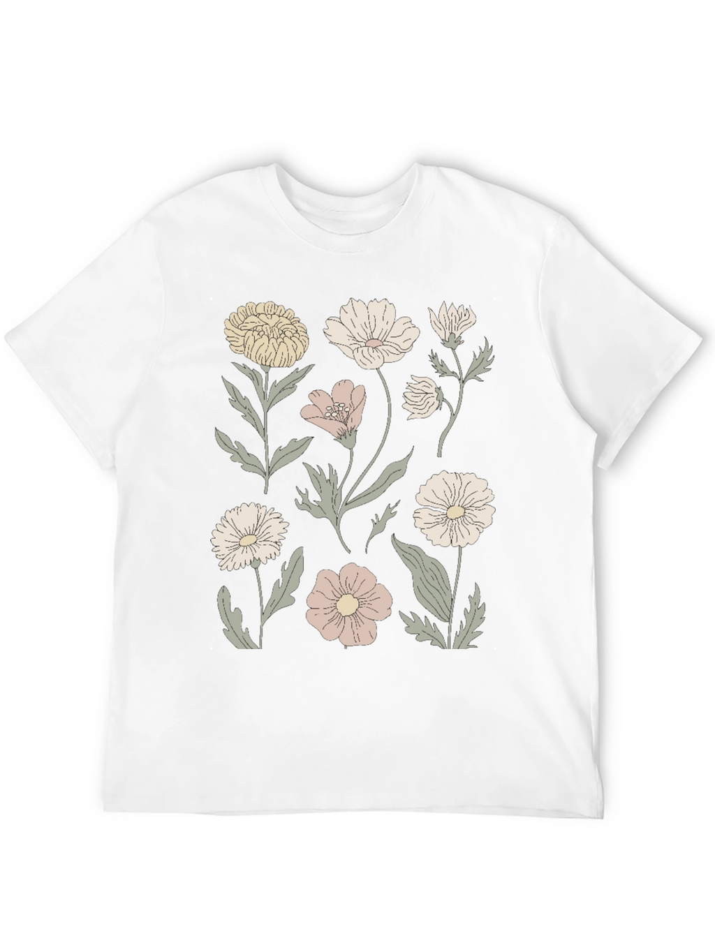 Floral Print Graphic Tee - Mens Black T-Shirt
