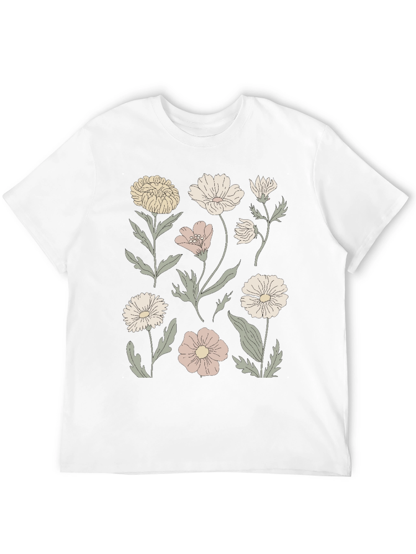 Floral Print Graphic Tee - Mens Black T-Shirt