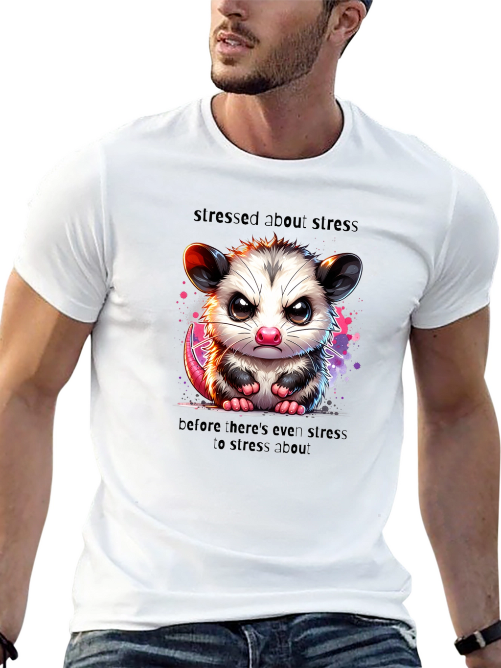 Stressed Opossum T-Shirt - Funny Graphic Tee