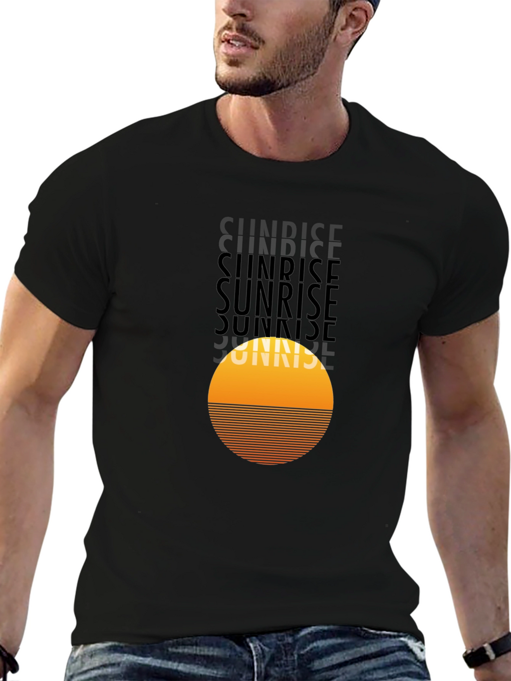 Sunrise Graphic Tee - Retro Style Black T-Shirt