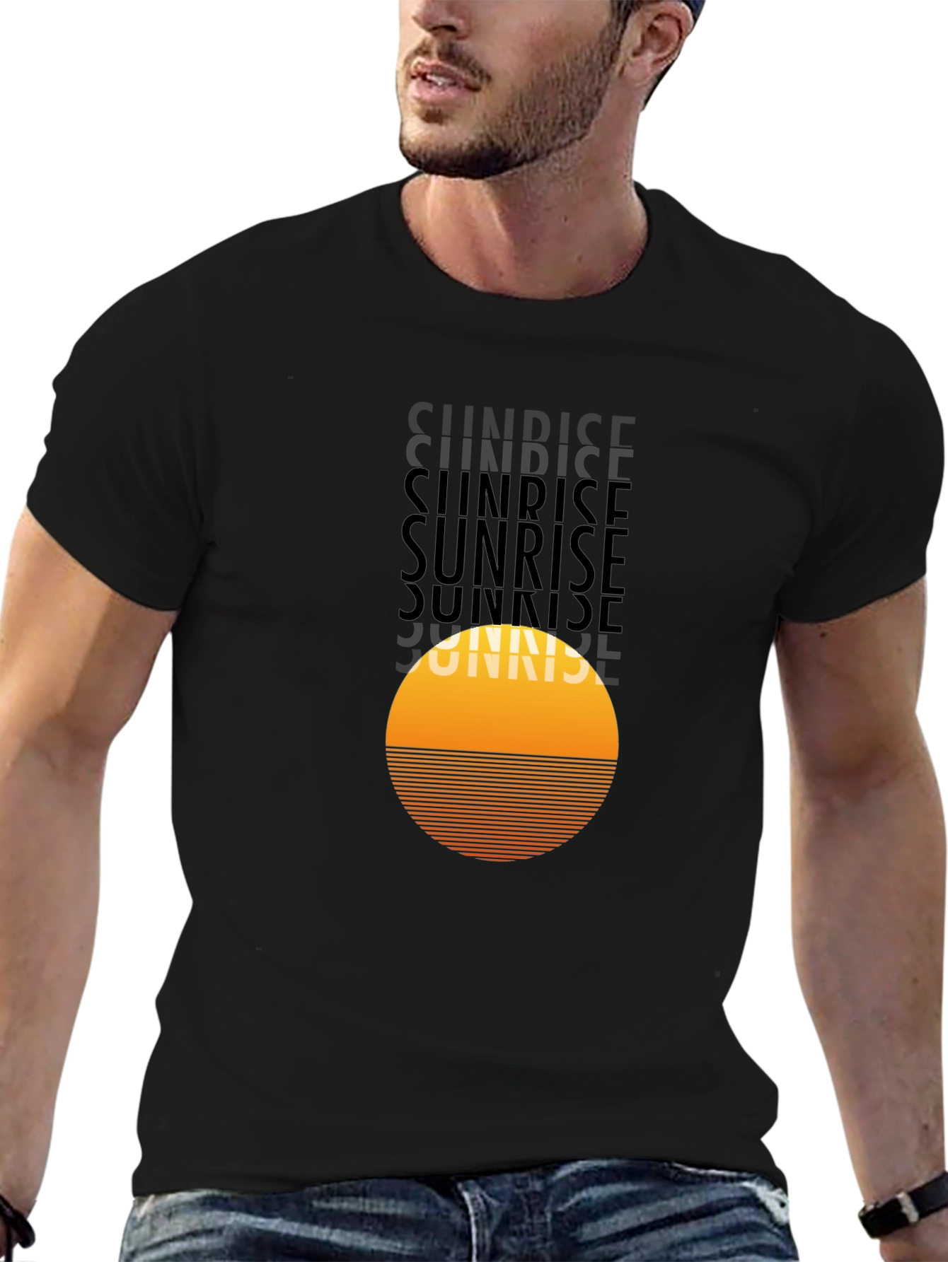 Sunrise Graphic Tee - Retro Style Black T-Shirt