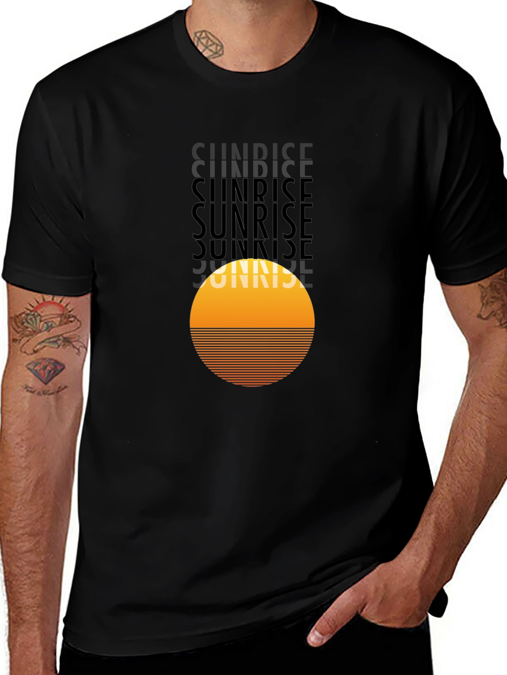 Sunrise Graphic Tee - Retro Style Black T-Shirt