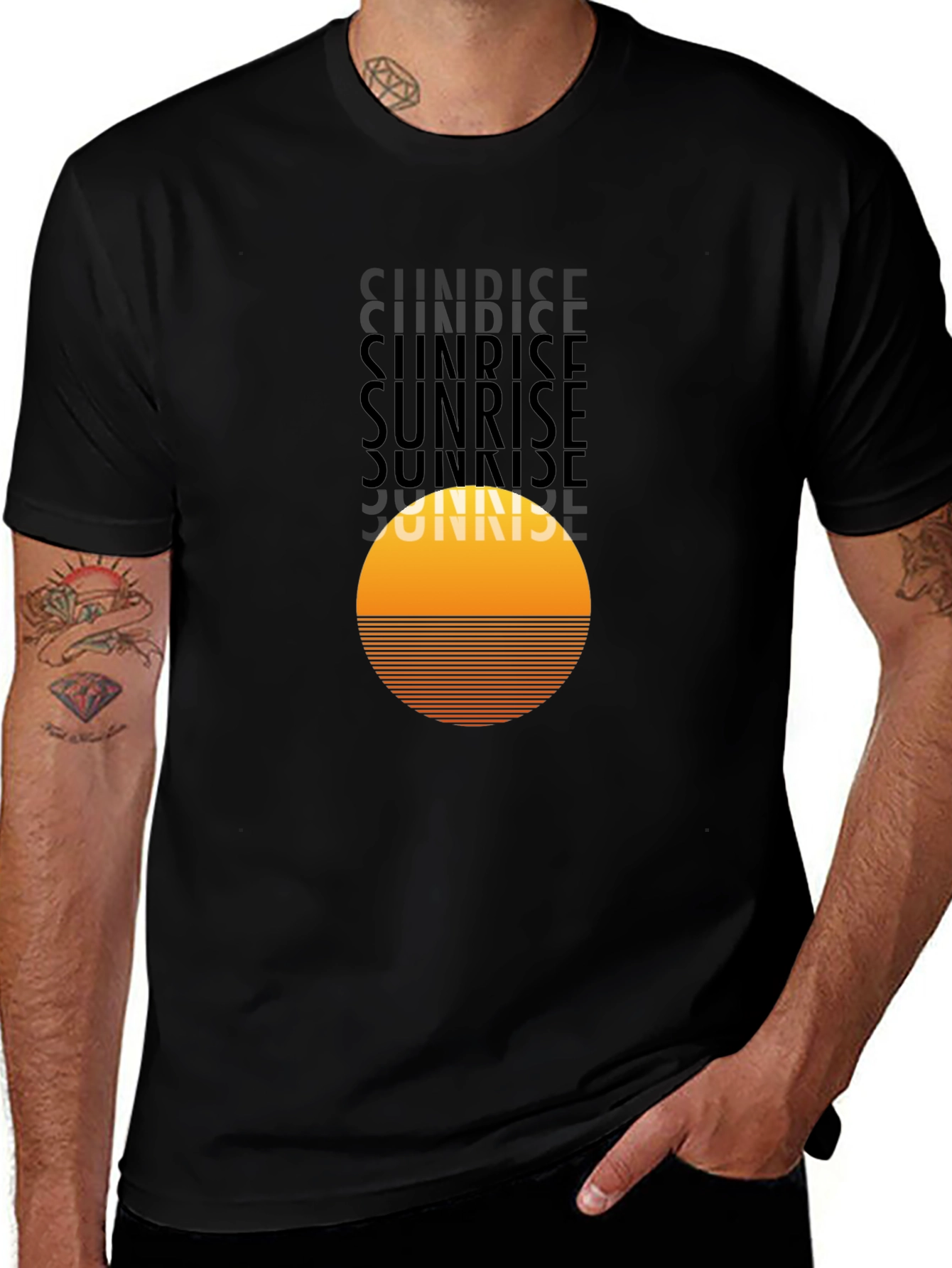 Sunrise Graphic Tee - Retro Style Black T-Shirt