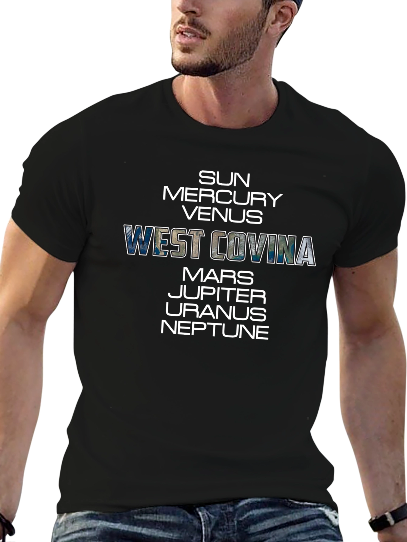 West Covina Planets Graphic Black T-Shirt