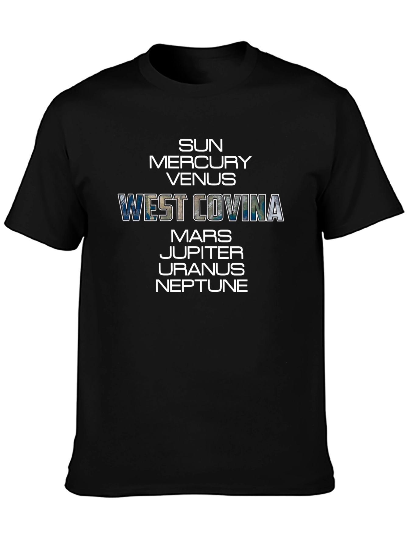 West Covina Planets Graphic Black T-Shirt