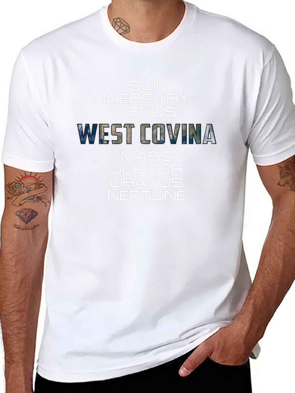 West Covina Planets Graphic Black T-Shirt