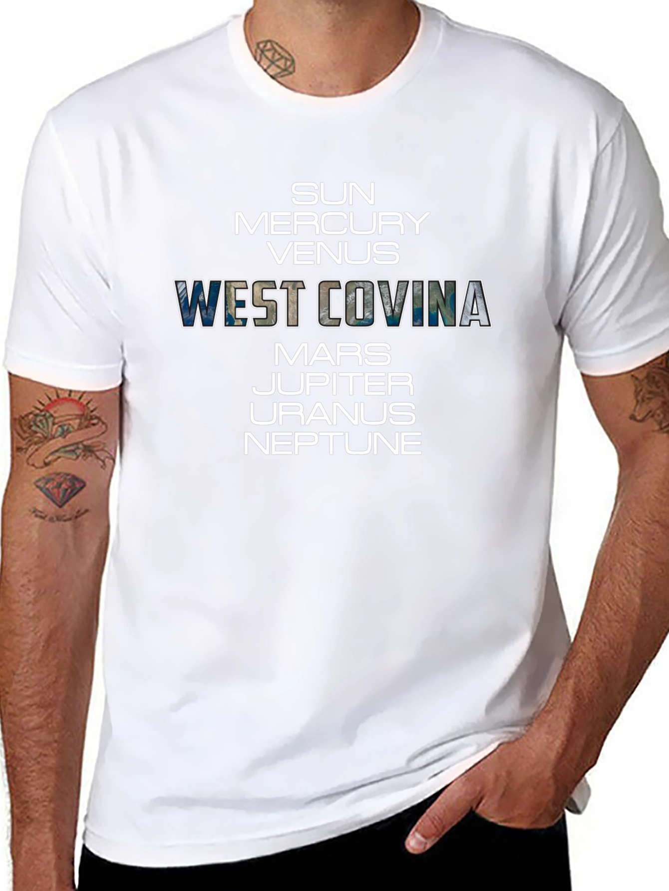 West Covina Planets Graphic Black T-Shirt