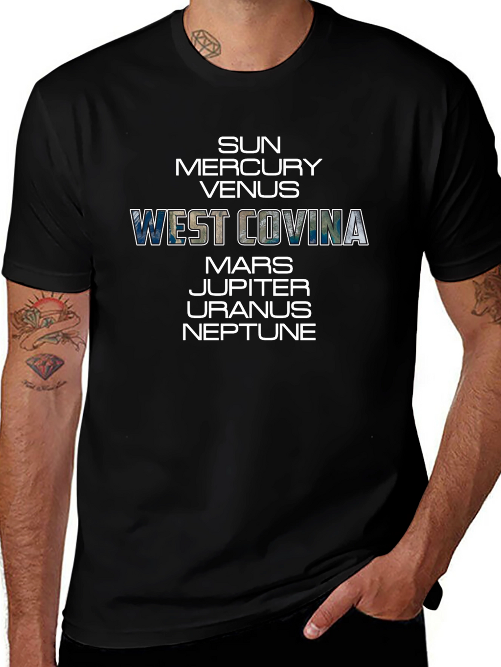 West Covina Planets Graphic Black T-Shirt