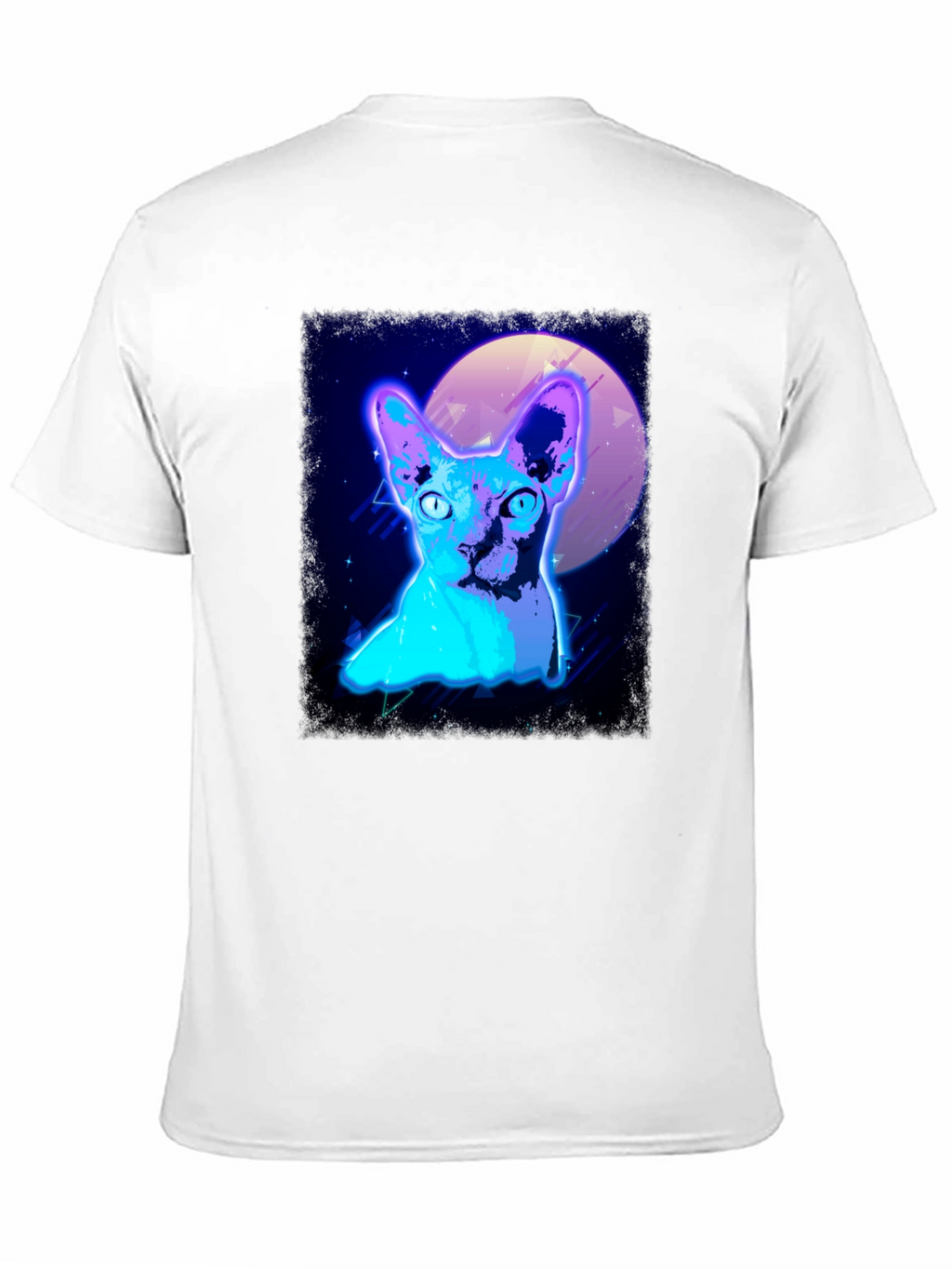 Retro Synthwave Cat Graphic Tee - Black T-Shirt