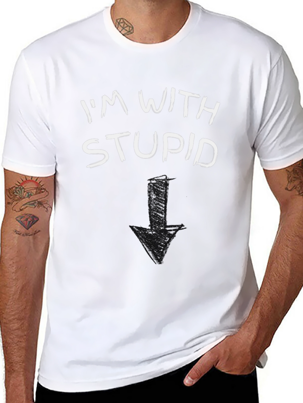 Im With Stupid T-Shirt Funny Arrow Pointing Down