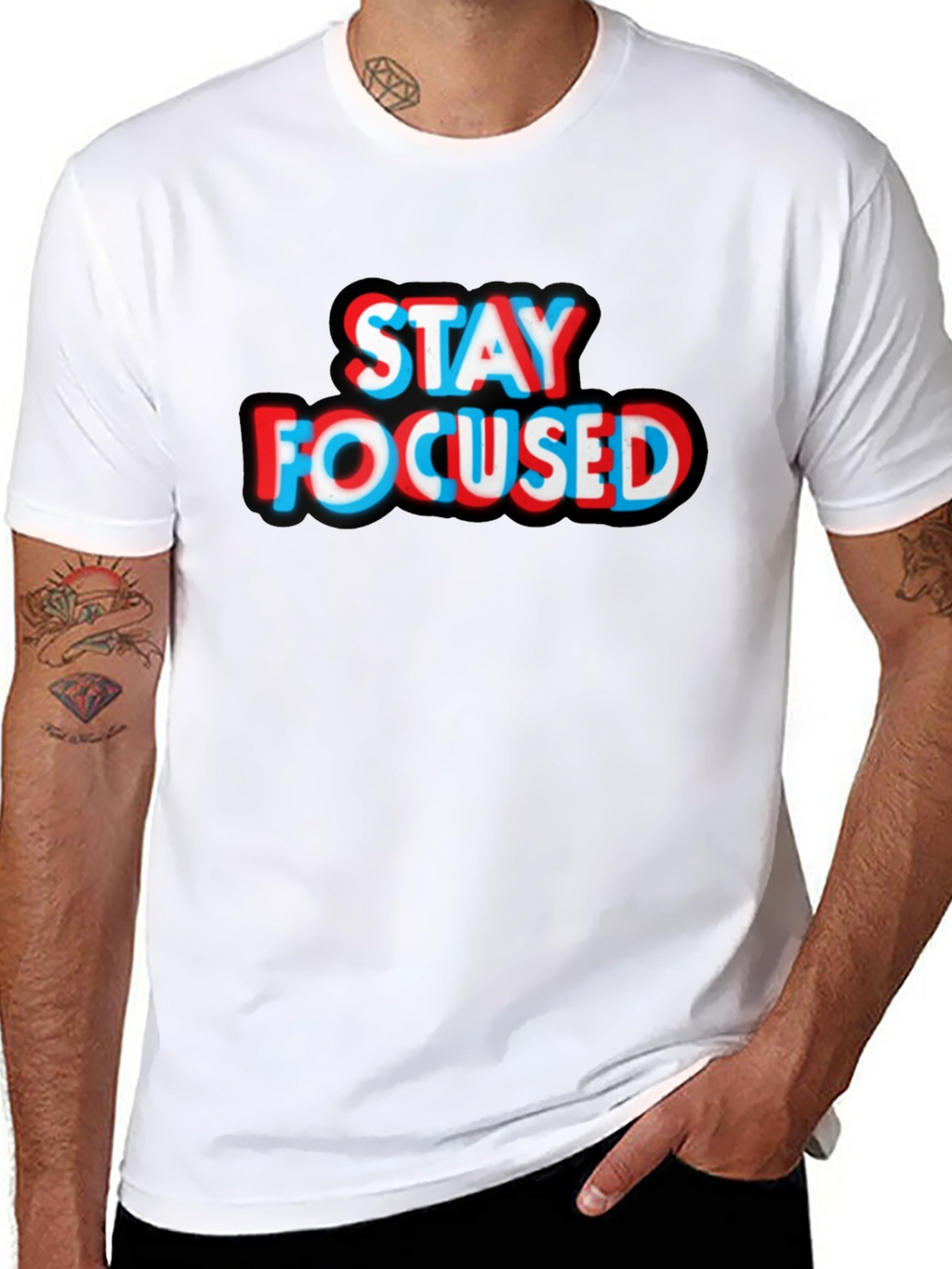 Stay Focused Graphic Tee - Black Cotton T-Shirt